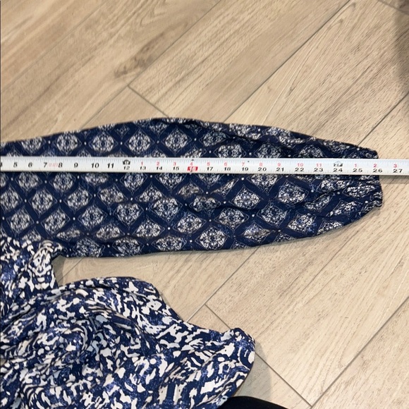 Abercrombie & Fitch Navy and White Dress Long-sleeve Plunge Cutout Maxi Dress XS - Picture 11 of 13